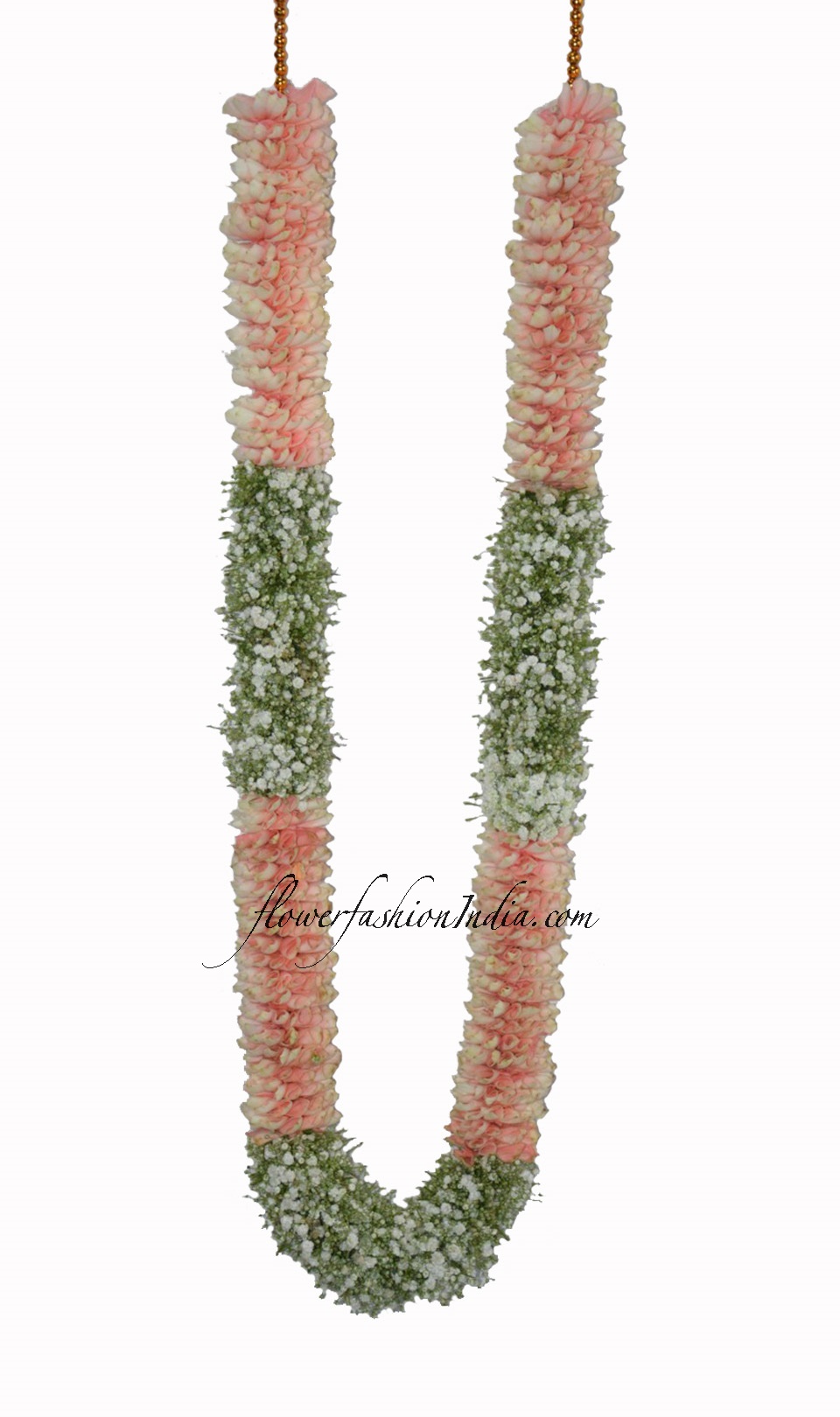 Natural Flower Wedding Garland Of Pink Rose Petals And Baby's Breath Online  (1 Pair)
